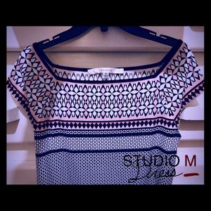 Studio-M Black Multi-Color/Print SS Dress; New (S)